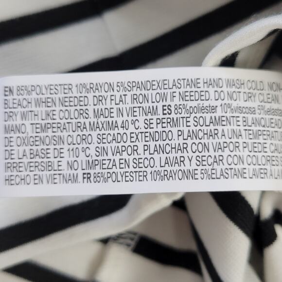 Forever21 Black Cream Striped Dress NEW Midi Stretch Bodycon Sleeveless Womens S - Picture 4 of 8